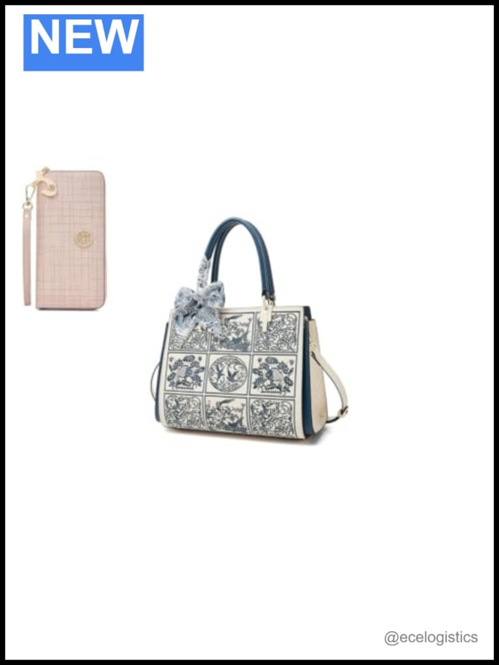 Medium Tote Bag with Adjustable Strap & Matching Slim Wallet Set